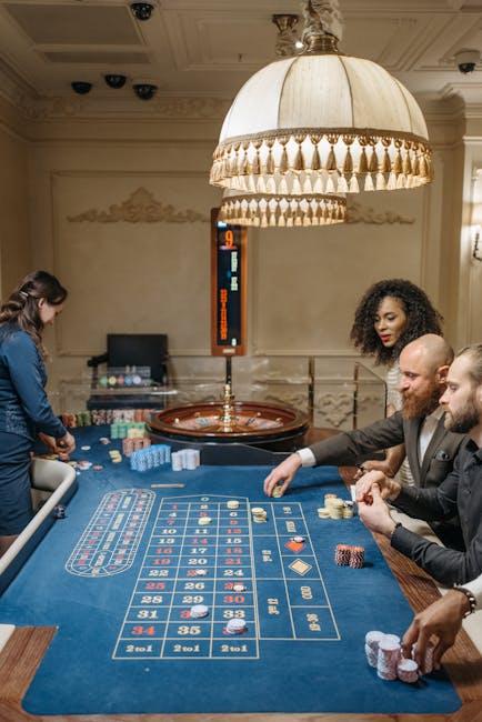 Elegant casino table with professional dealer and players enjoying the game